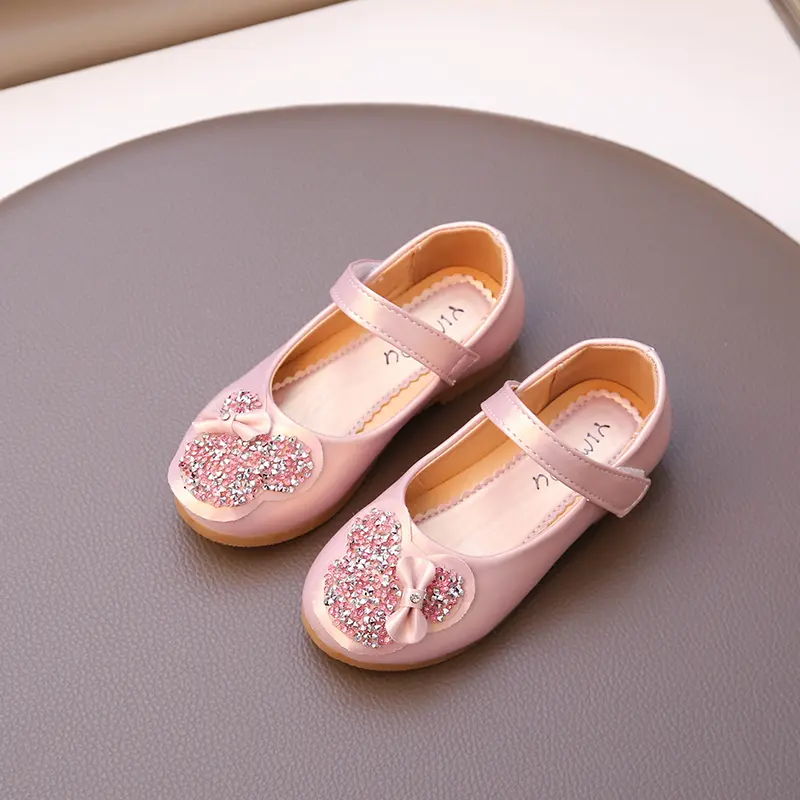 Girls Princes Shoes with Bow-knot Children Rhinestone Performance Shoes Kids Leather Shoes for Party Wedding Classic 26-38 Hot