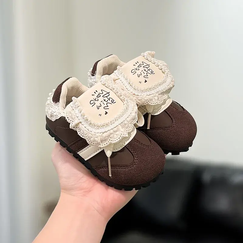 2025 Children Casual Shoes for Girls Autumn New Fashion Korean Style Soft Bottom Anti-slippery Versatile Baby Walk Lace Sneakers