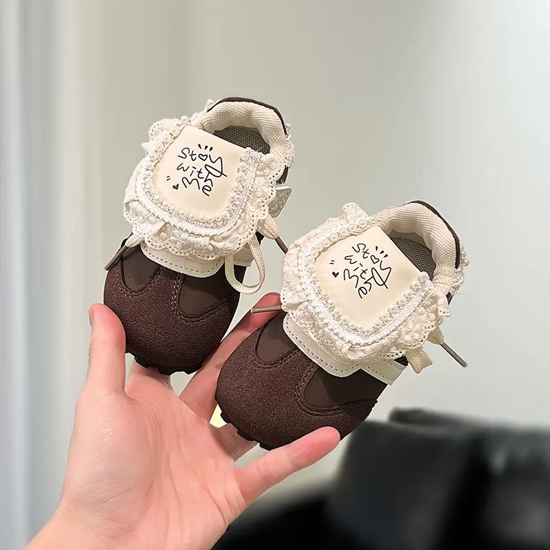 2025 Children Casual Shoes for Girls Autumn New Fashion Korean Style Soft Bottom Anti-slippery Versatile Baby Walk Lace Sneakers