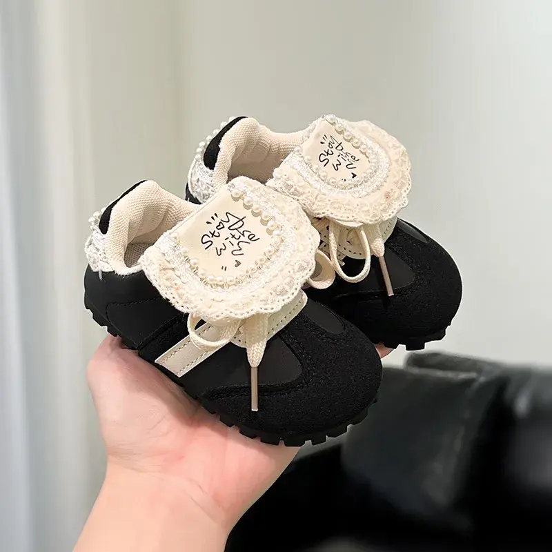 2025 Children Casual Shoes for Girls Autumn New Fashion Korean Style Soft Bottom Anti-slippery Versatile Baby Walk Lace Sneakers