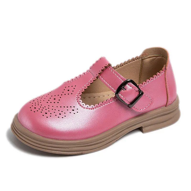 Girls Leather Shoes for Wedding Party Fashion Princess Vintage T-strap Kids Flats Breathable Soft Spring Autumn Brand New Soft