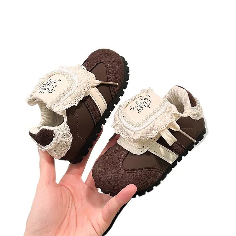 2025 Children Casual Shoes for Girls Autumn New Fashion Korean Style Soft Bottom Anti-slippery Versatile Baby Walk Lace Sneakers