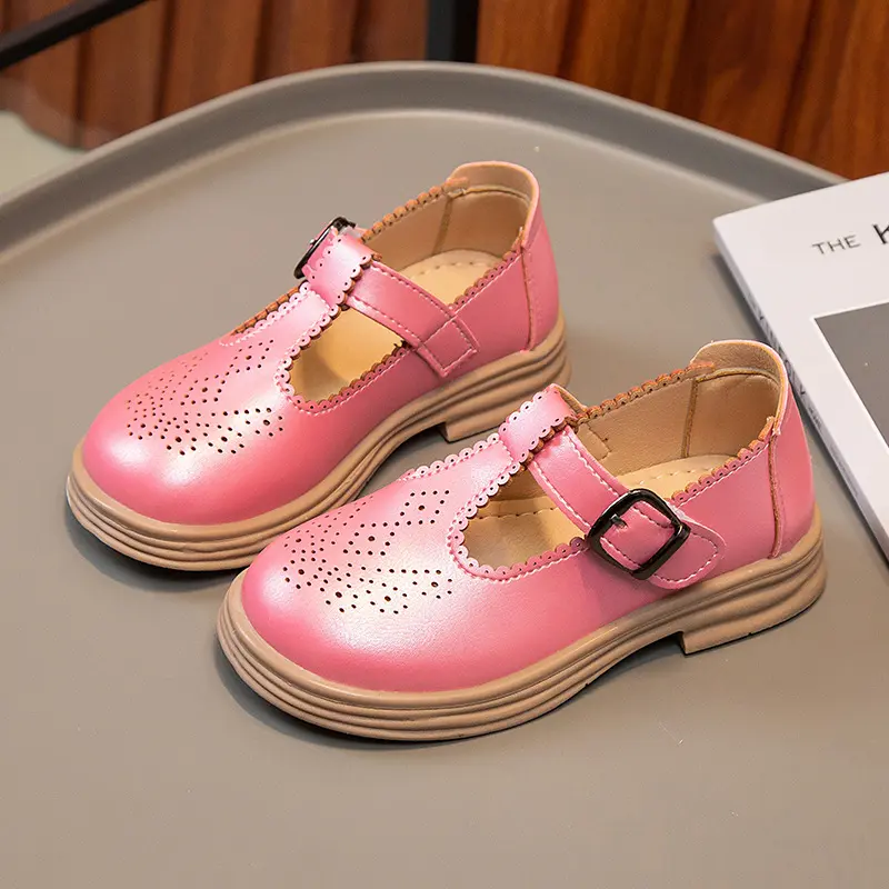 Girls Leather Shoes for Wedding Party Fashion Princess Vintage T-strap Kids Flats Breathable Soft Spring Autumn Brand New Soft