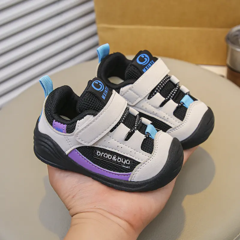 Boys Walking Shoes Toes Capped Mesh Breathable Baby Casual Shoes Hook&loop 2025 Spring Autumn Kids Running Shoes Soft Bottom