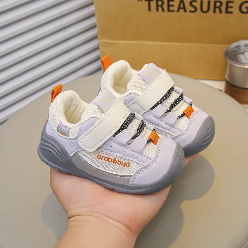 Boys Walking Shoes Toes Capped Mesh Breathable Baby Casual Shoes Hook&loop 2025 Spring Autumn Kids Running Shoes Soft Bottom