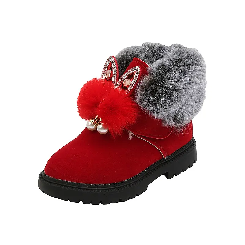 Cute Children's Winter Boots for Girl Soft Furry Hairy Toddlers Fashion Snow Boots Warm Versatile Kids Ankle Cotton Boots Causal