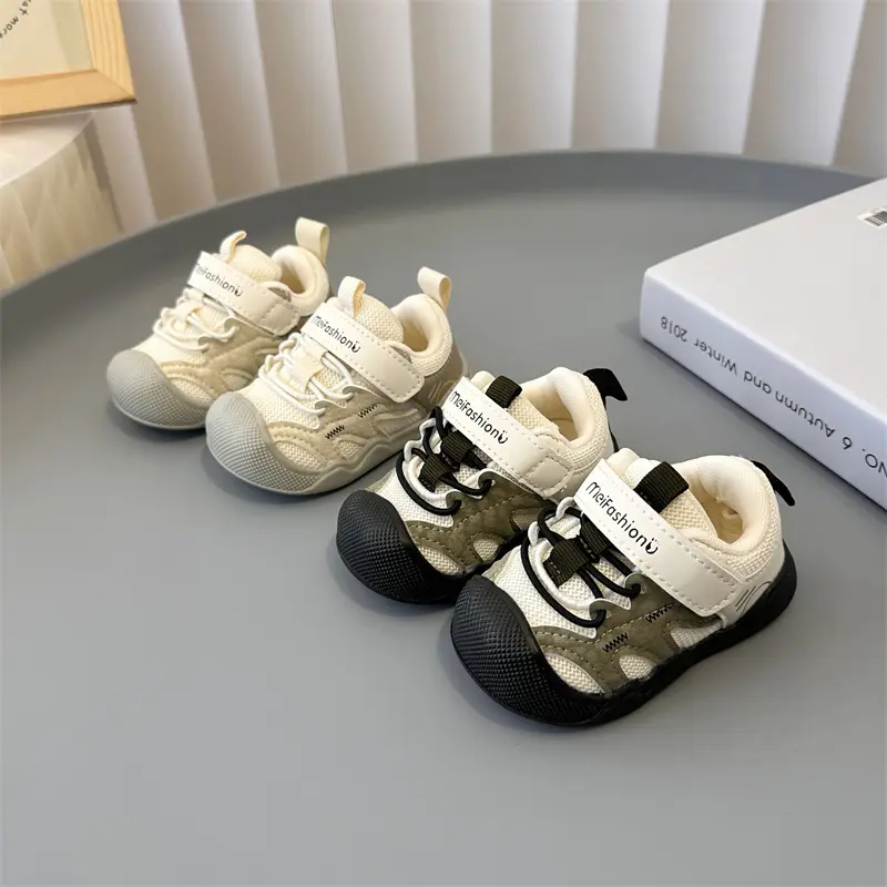 Baby Walking Shoes Toes Capped Anti-kicked Kids Sports Shoes Mesh Breathable 2025 Autumn New Boys Girls Casual Shoes Soft Bottom