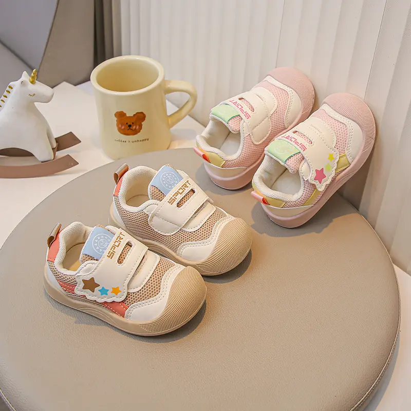 Baby Casual Shoes Toes Capped Soft Bottom Kids Walking Shoes Mesh Breathable 2025 Autumn New Boys Girls Running Shoes Non-slip