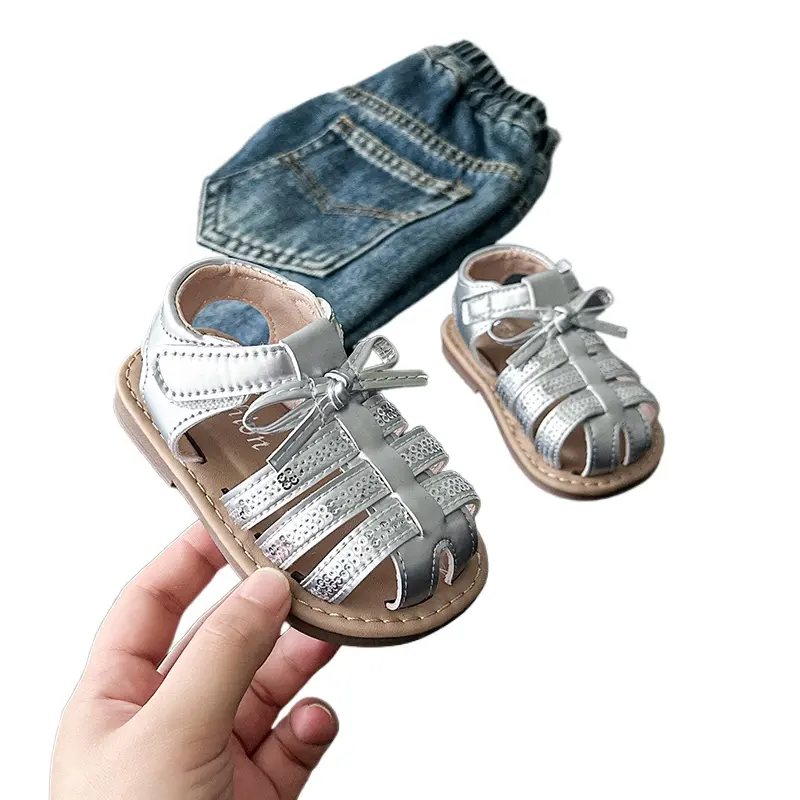 2025 Children Princess Sandals for Girls Summer New Fashion Korean Style Soft Bottom Anti-slippery Versatile Roman Beach Shoes