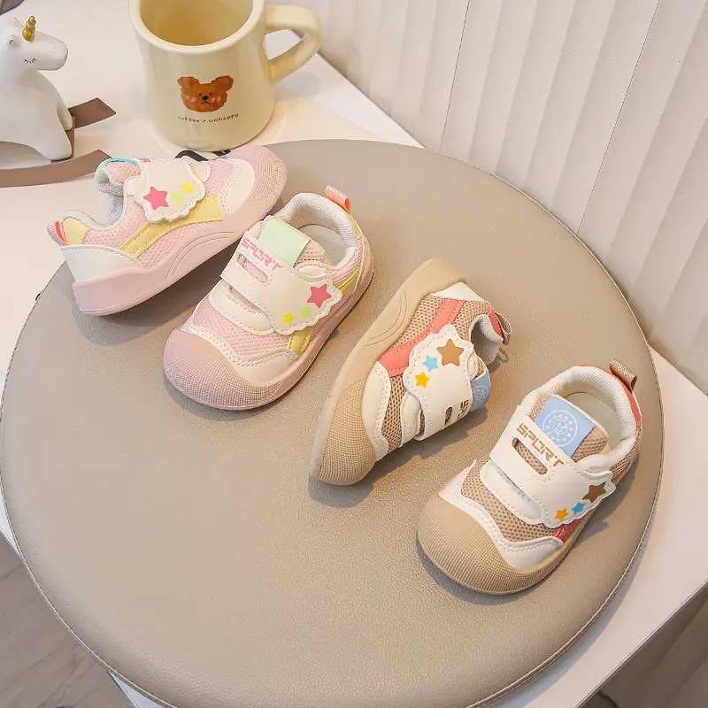 Baby Casual Shoes Toes Capped Soft Bottom Kids Walking Shoes Mesh Breathable 2025 Autumn New Boys Girls Running Shoes Non-slip