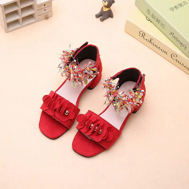 Little Girl Sandal Summer Wedding Party Princess New Fashion Children High Heel Shoes Versatile Kids Causal Performance Sandals