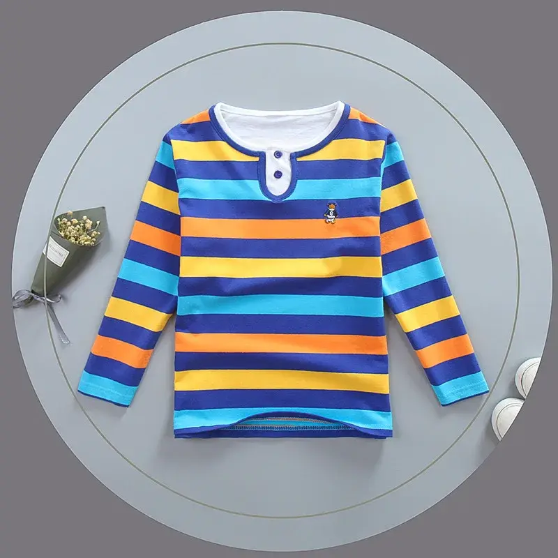 Children Long Sleeved Polo Shirts  Boys Shirt Autumn Cotton Long Sleeve Stripe T-shirt Polo Shirts for Boys AUTUM