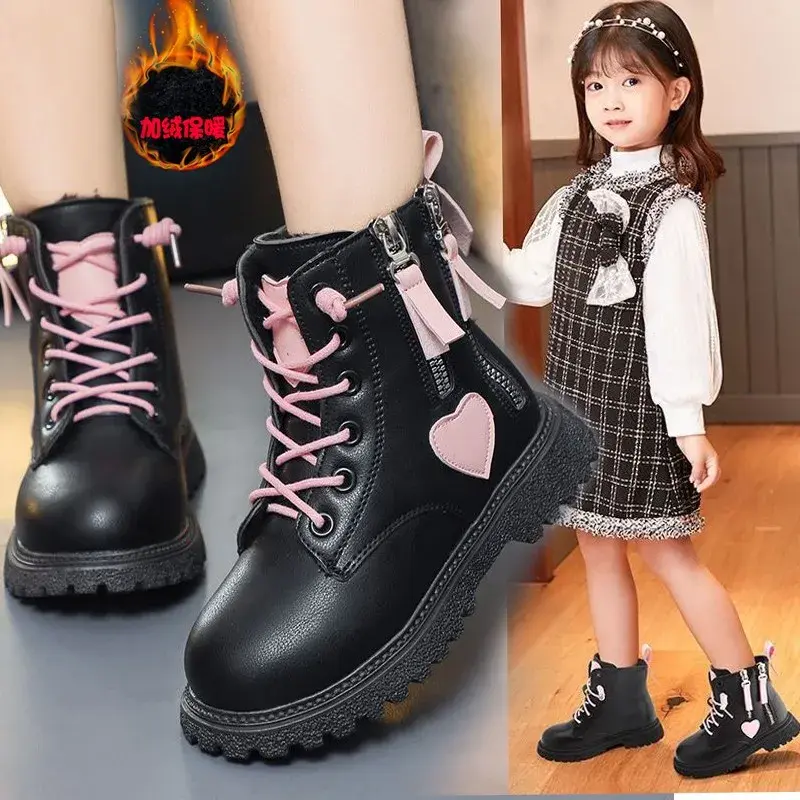 Girls Ankle Boots 2023 New Autumn and Winter Fashion Double Zip Beautiful Princess Non-slip Performance Boots for Catwalk Casual