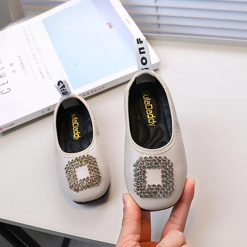 Children's Leather Shoes Non-slip Soft PU Princess Girls' Flat Shoes Spring Autumn Ballet Shoes Kids Slip-on Moccasins Classic