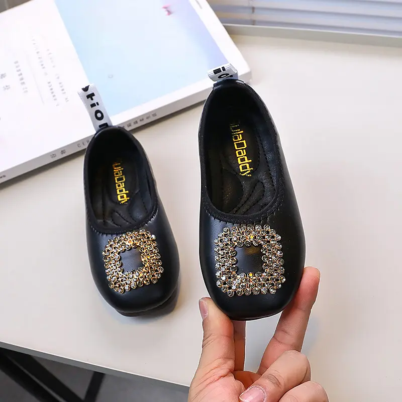 Children's Leather Shoes Non-slip Soft PU Princess Girls' Flat Shoes Spring Autumn Ballet Shoes Kids Slip-on Moccasins Classic