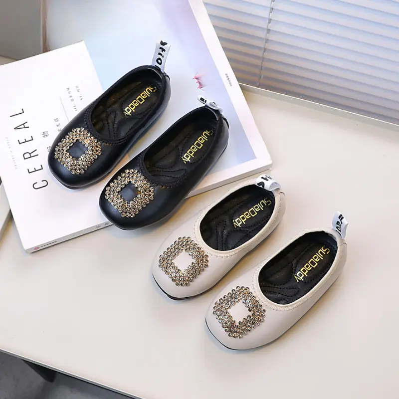 Children's Leather Shoes Non-slip Soft PU Princess Girls' Flat Shoes Spring Autumn Ballet Shoes Kids Slip-on Moccasins Classic