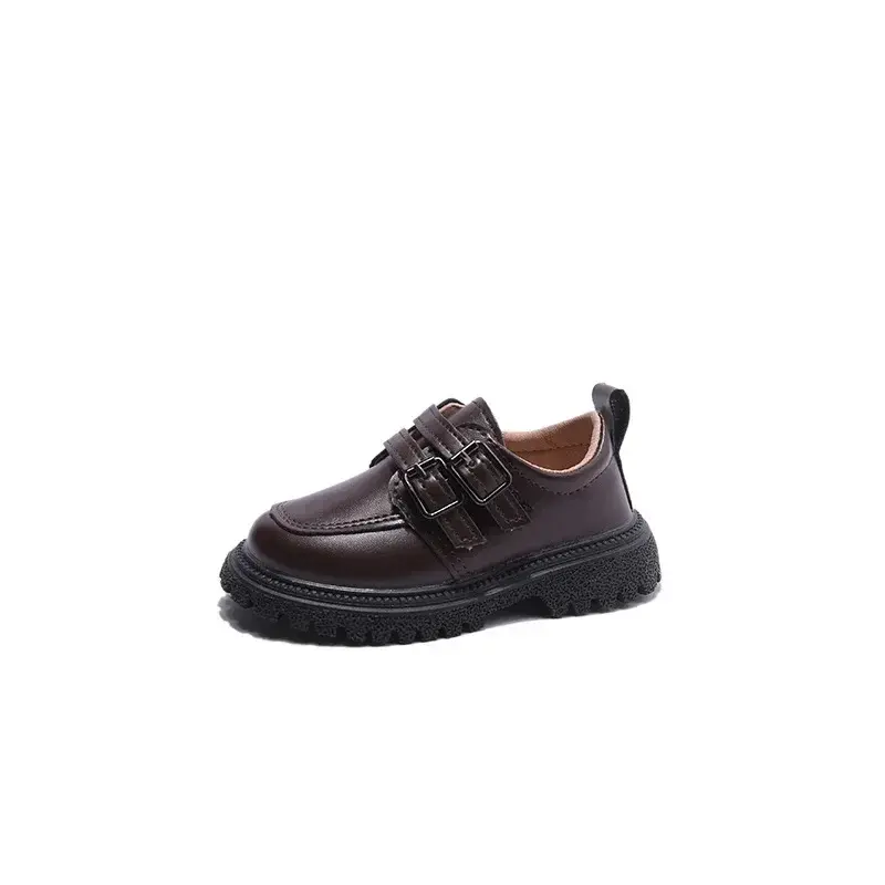 2024 Children's Shoes for Boys and Girls Spring&Autumn Anti Slip Korean Style with Double Button Versatile Chic British Shoes