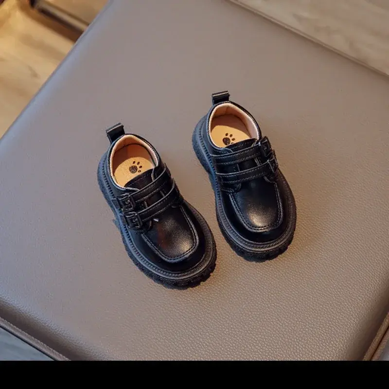 2024 Children's Shoes for Boys and Girls Spring&Autumn Anti Slip Korean Style with Double Button Versatile Chic British Shoes