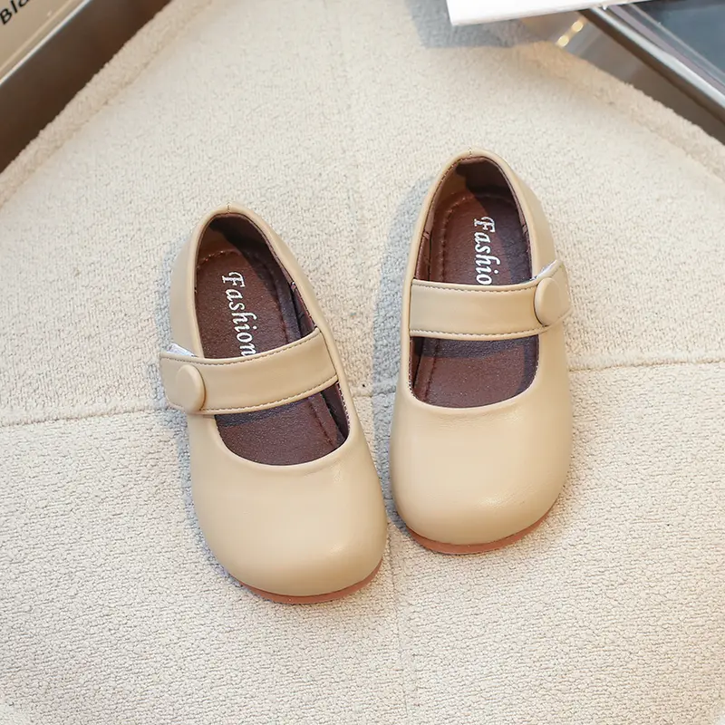 Girls Leather Shoes for Party Wedding Solid Color British Style Children Shallow Shoes Soft Sole Kids Princess Shoes 2024 New