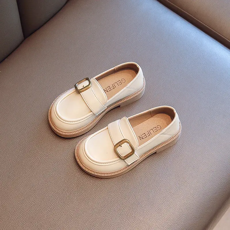 Children's Leather Shoes Spring Autumn Versatile Black School Girl Shoes Fashion Causal Kids Princess Simple Loafers Non-slip
