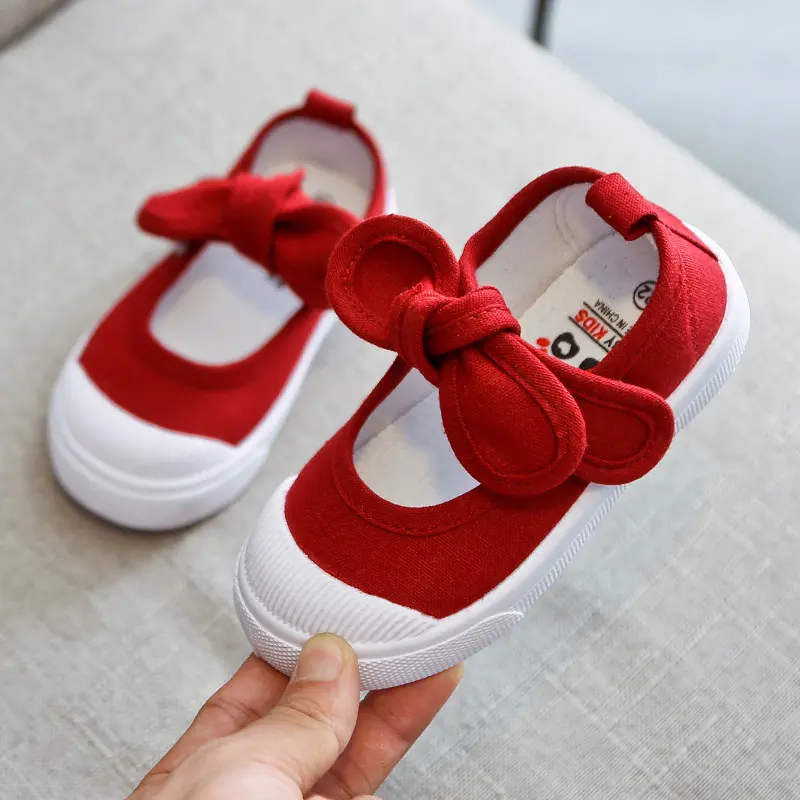 Korean Style Fashion Children Fashion Girls Canvas Shoes Versatile Bow Baby Girls Casual Shoes Drop Shipping Simple Dropshipping