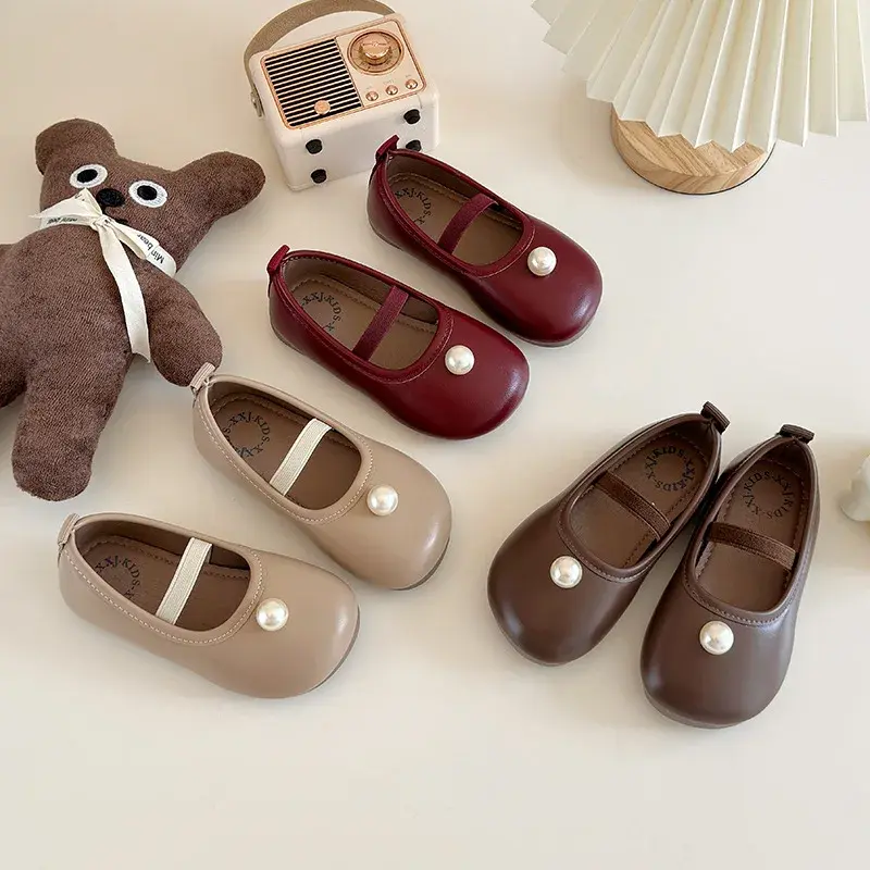 2025 Children Leather Shoes for Girls Spring Autumn New Fashion Korean Style Soft Bottom Anti-slippery Princess Versatile Shoes