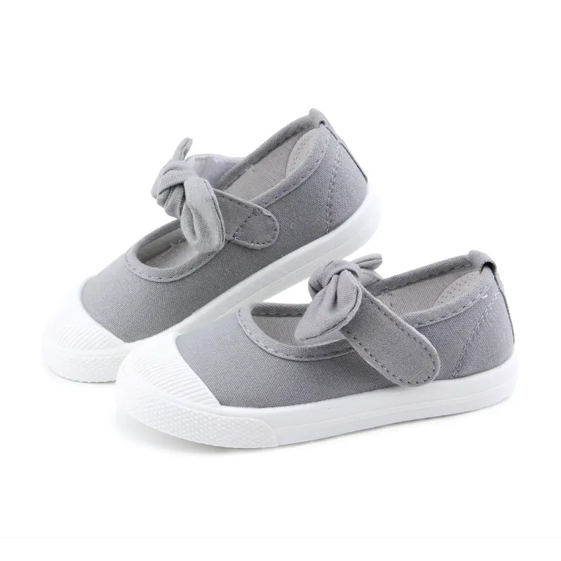 Baby Girl Shoes Canvas Casual Kids Shoes With Bowtie Bow-knot Solid Candy  Girls Sneakers Children Soft Shoes 21-30 Classic