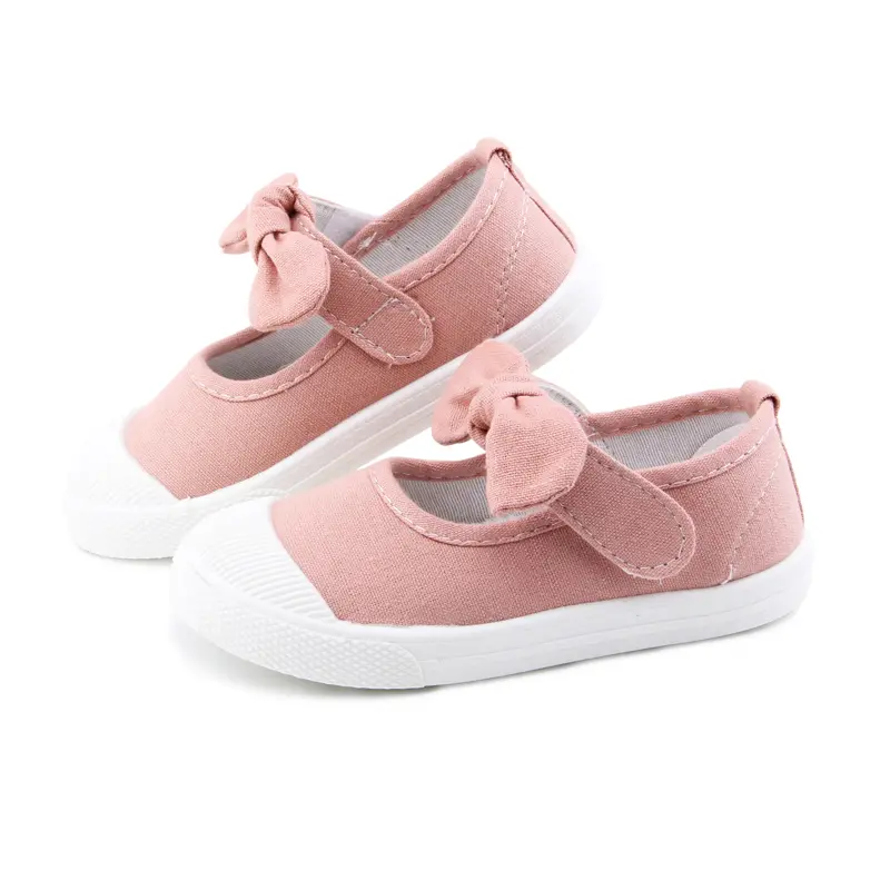 Baby Girl Shoes Canvas Casual Kids Shoes With Bowtie Bow-knot Solid Candy  Girls Sneakers Children Soft Shoes 21-30 Classic