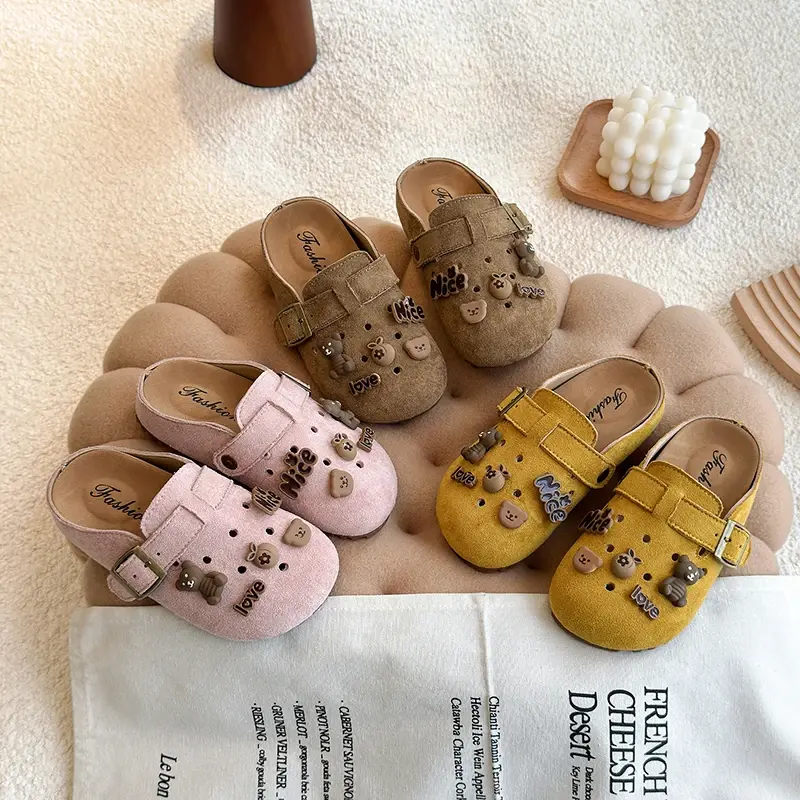 2025 Children Mules for Girls Spring Autumn New Fashion Korean Style Soft Bottom Non-slip Versatile Cut-outs Sweet Casual Shoes