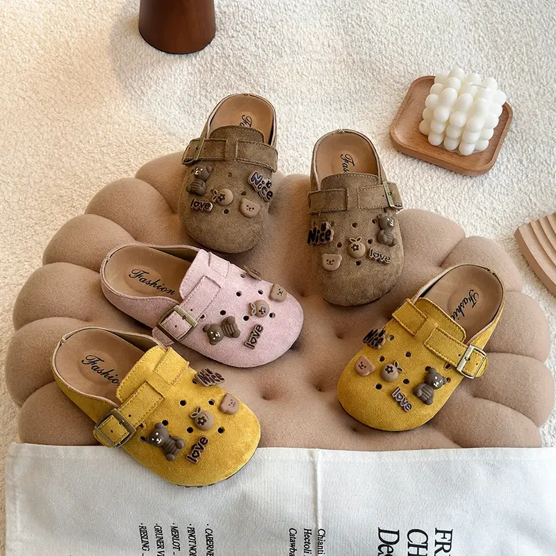2025 Children Mules for Girls Spring Autumn New Fashion Korean Style Soft Bottom Non-slip Versatile Cut-outs Sweet Casual Shoes