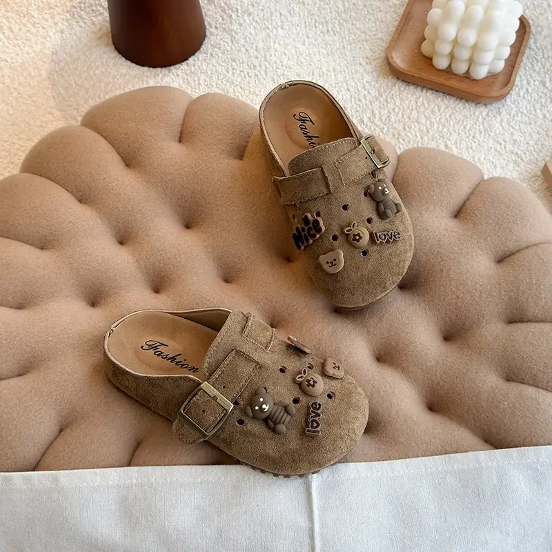 2025 Children Mules for Girls Spring Autumn New Fashion Korean Style Soft Bottom Non-slip Versatile Cut-outs Sweet Casual Shoes