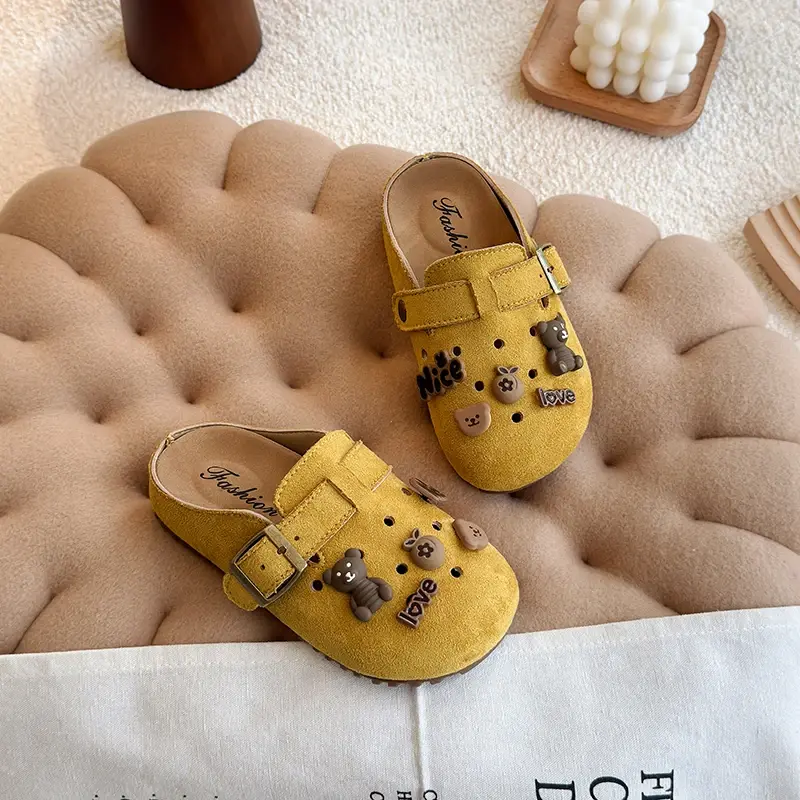 2025 Children Mules for Girls Spring Autumn New Fashion Korean Style Soft Bottom Non-slip Versatile Cut-outs Sweet Casual Shoes
