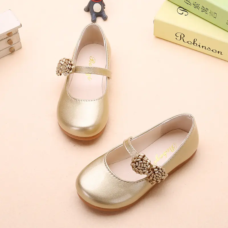 JGSHOWKITO Autumn Girls Shoes Princess Kids Flat Shoes PU Leather Children Casual Shoes With Flowers Party Show Shoes For Girls