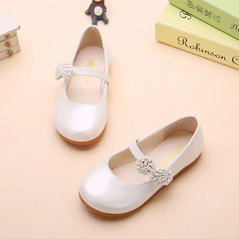 JGSHOWKITO Autumn Girls Shoes Princess Kids Flat Shoes PU Leather Children Casual Shoes With Flowers Party Show Shoes For Girls