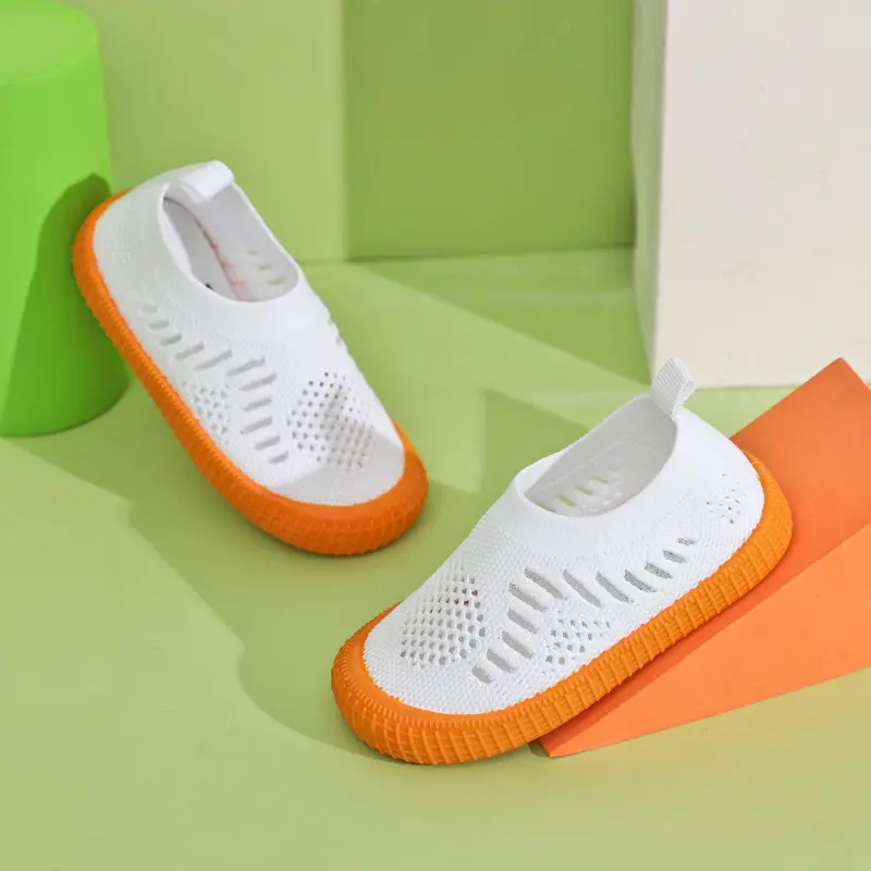 Kids Shoes Boys Shoes Children's Sneakers Girls' Sneakers Casual Soft Fashion Breathable Stretch Fabric White Shoes Cut-outs New