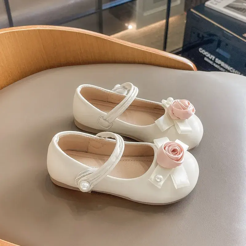 Fashion New Girls' Flat Shoes Spring Autumn Chic Children's Leather Shoes Sweet Elegant Princess Kids Party Shoes Soft Bottom