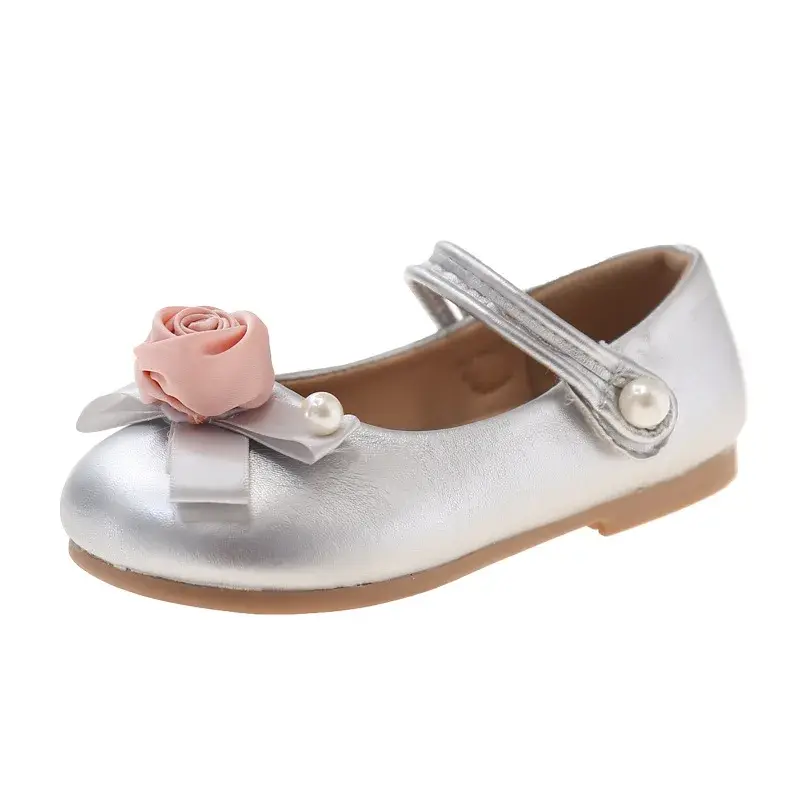 Fashion New Girls' Flat Shoes Spring Autumn Chic Children's Leather Shoes Sweet Elegant Princess Kids Party Shoes Soft Bottom