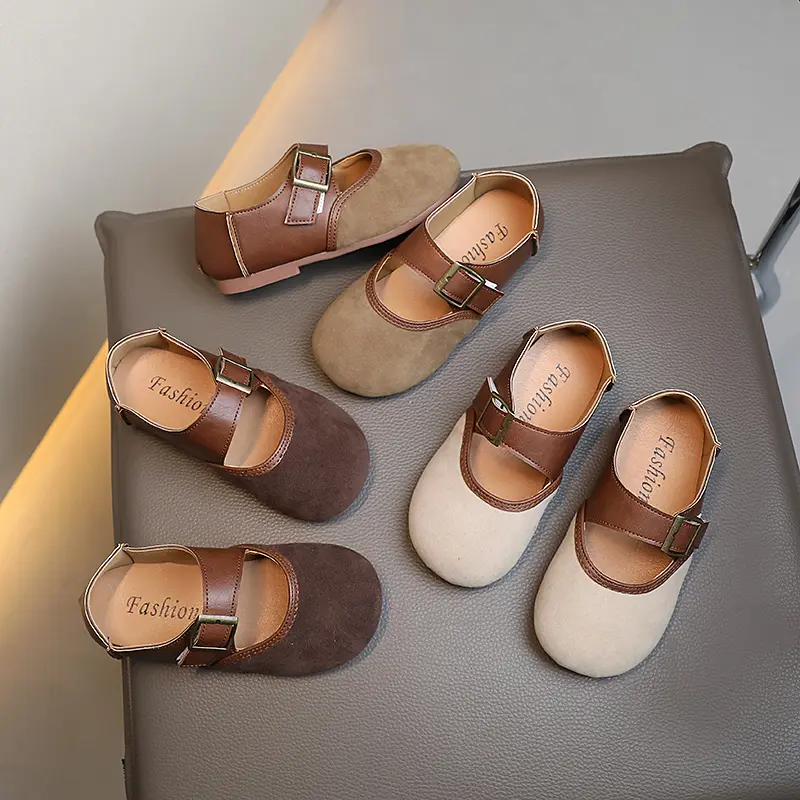 Baby Girls Leather Shoes Fashion Princess Sweet Toddlers Retro Vintage Kids Flats 2024 Spring Autumn Classic Casual Shoes 21-30