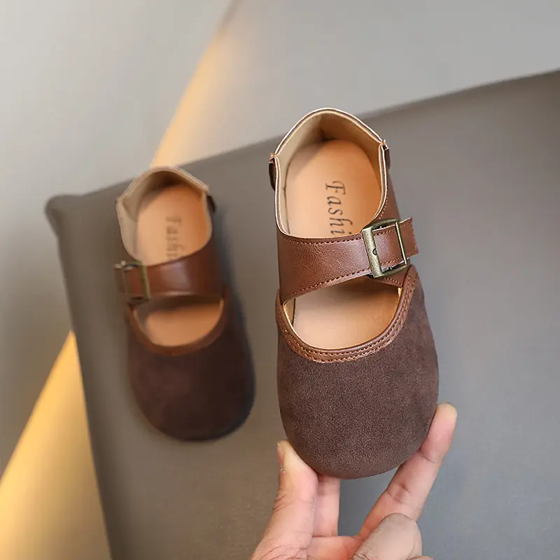 Baby Girls Leather Shoes Fashion Princess Sweet Toddlers Retro Vintage Kids Flats 2024 Spring Autumn Classic Casual Shoes 21-30