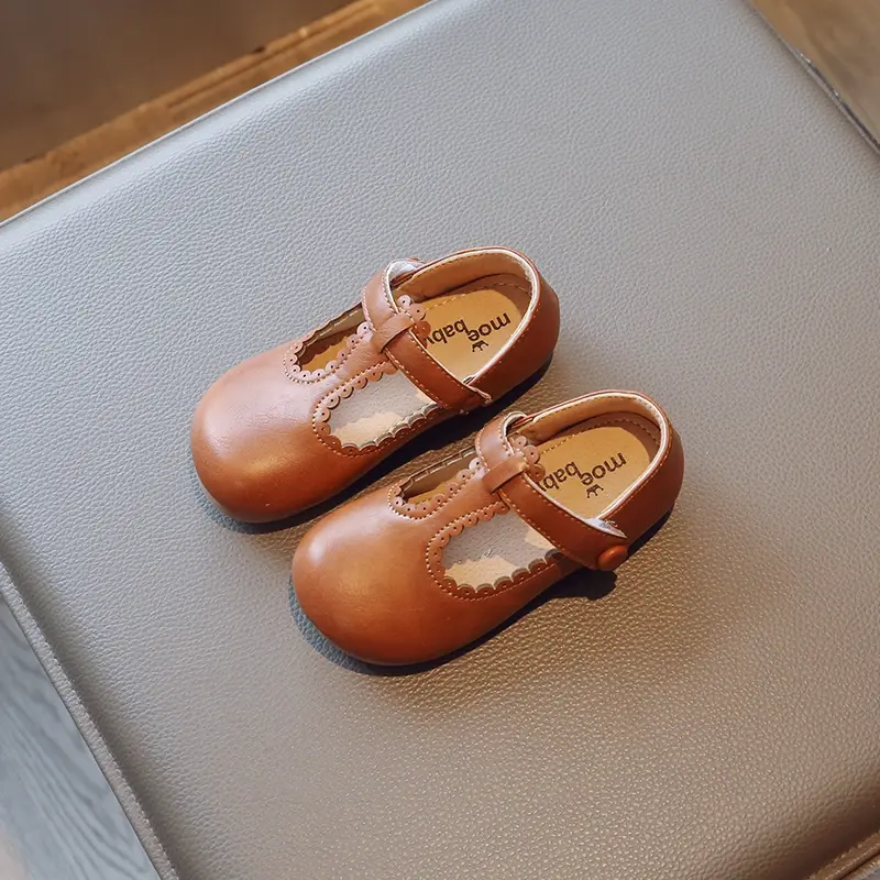Girls Leather Shoes for Party Wedding Round-toe Lace Lolita Fashion Children Moccasin Shoes Kids Casual Flats Shoes Size 22-33
