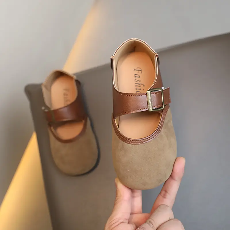 Baby Girls Leather Shoes Fashion Princess Sweet Toddlers Retro Vintage Kids Flats 2024 Spring Autumn Classic Casual Shoes 21-30