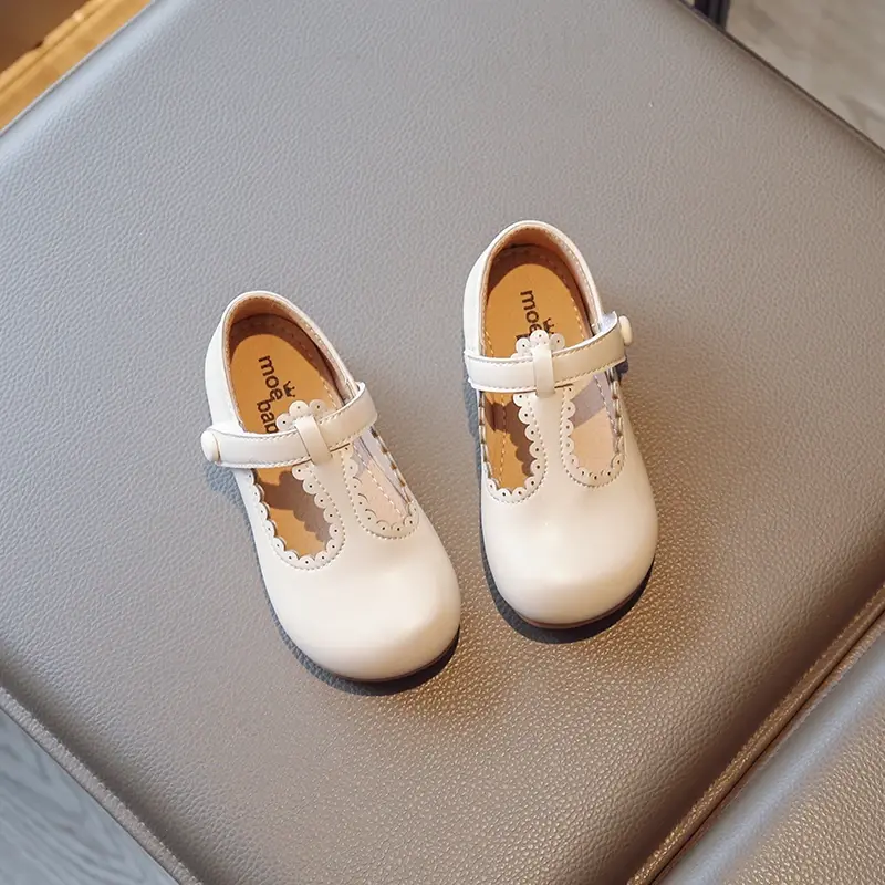 Girls Leather Shoes for Party Wedding Round-toe Lace Lolita Fashion Children Moccasin Shoes Kids Casual Flats Shoes Size 22-33