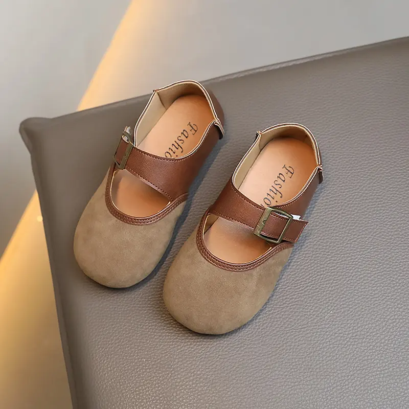Baby Girls Leather Shoes Fashion Princess Sweet Toddlers Retro Vintage Kids Flats 2024 Spring Autumn Classic Casual Shoes 21-30
