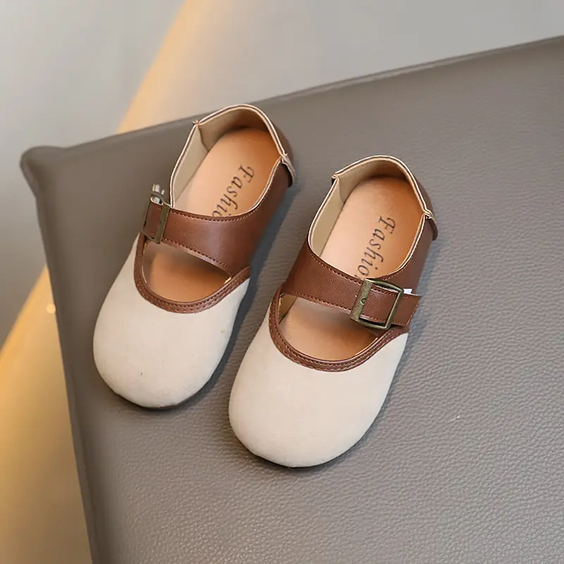 Baby Girls Leather Shoes Fashion Princess Sweet Toddlers Retro Vintage Kids Flats 2024 Spring Autumn Classic Casual Shoes 21-30