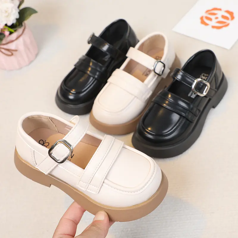 Girls Leather Shoes for Party Wedding Simple Solid Black Kids UK Uniform School Shoes Children Performance Shoes Spring Autumn