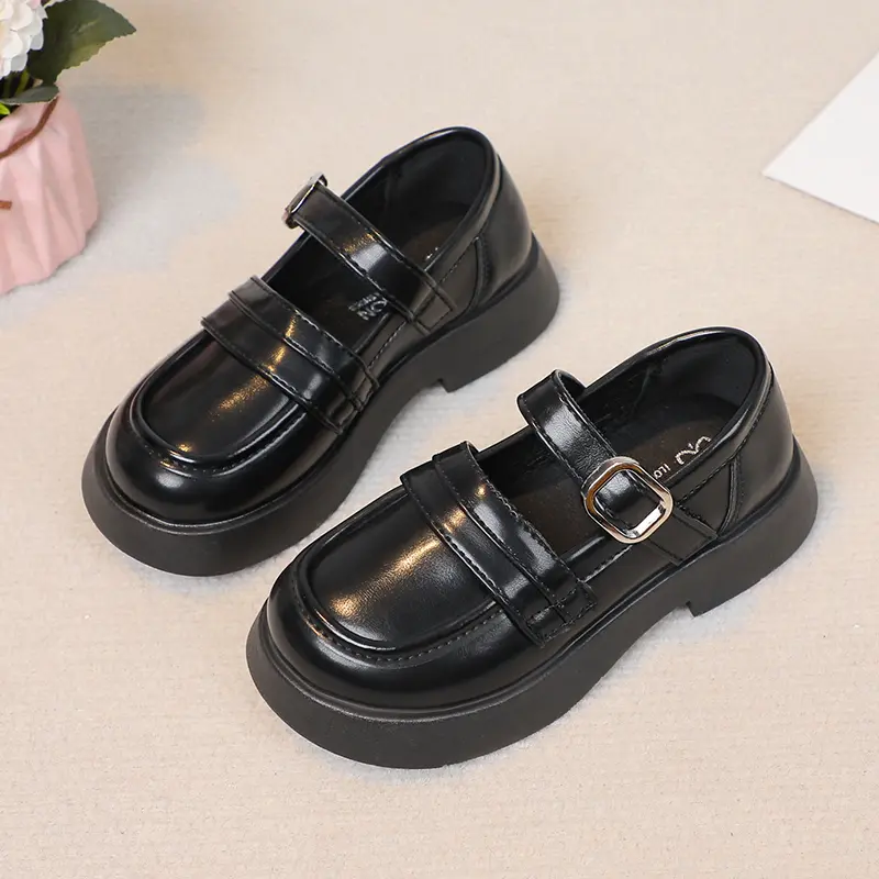 Girls Leather Shoes for Party Wedding Simple Solid Black Kids UK Uniform School Shoes Children Performance Shoes Spring Autumn
