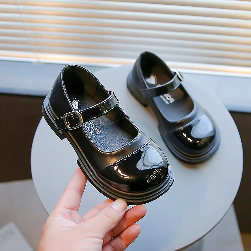 Girls Leather Shoes Little Toddlers Kids Fashion Party Wedding Shoes School Fashion Black Flats Mary Janes Child Princess Shoes