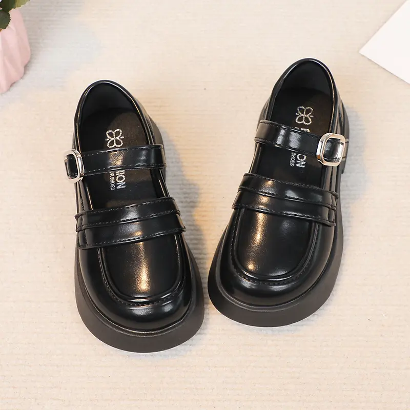 Girls Leather Shoes for Party Wedding Simple Solid Black Kids UK Uniform School Shoes Children Performance Shoes Spring Autumn