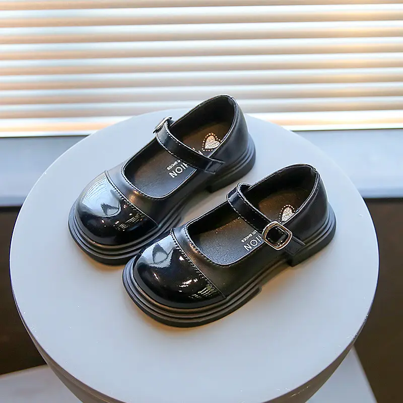 Girls Leather Shoes Little Toddlers Kids Fashion Party Wedding Shoes School Fashion Black Flats Mary Janes Child Princess Shoes
