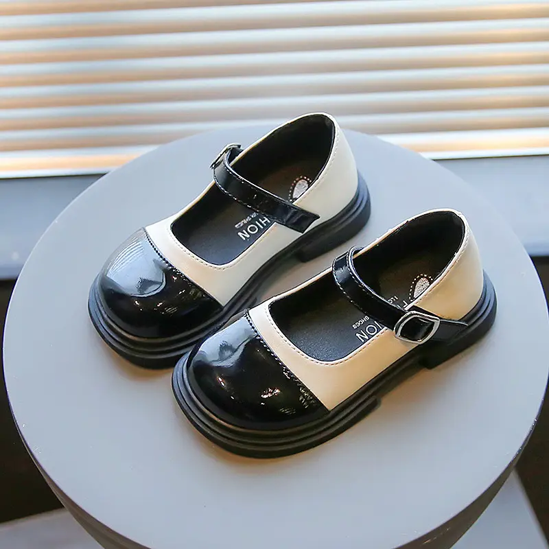 Girls Leather Shoes Little Toddlers Kids Fashion Party Wedding Shoes School Fashion Black Flats Mary Janes Child Princess Shoes